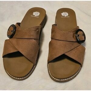 Yellowbox Brown Faux Suede Kasmira Slides Women's Size 10 Used